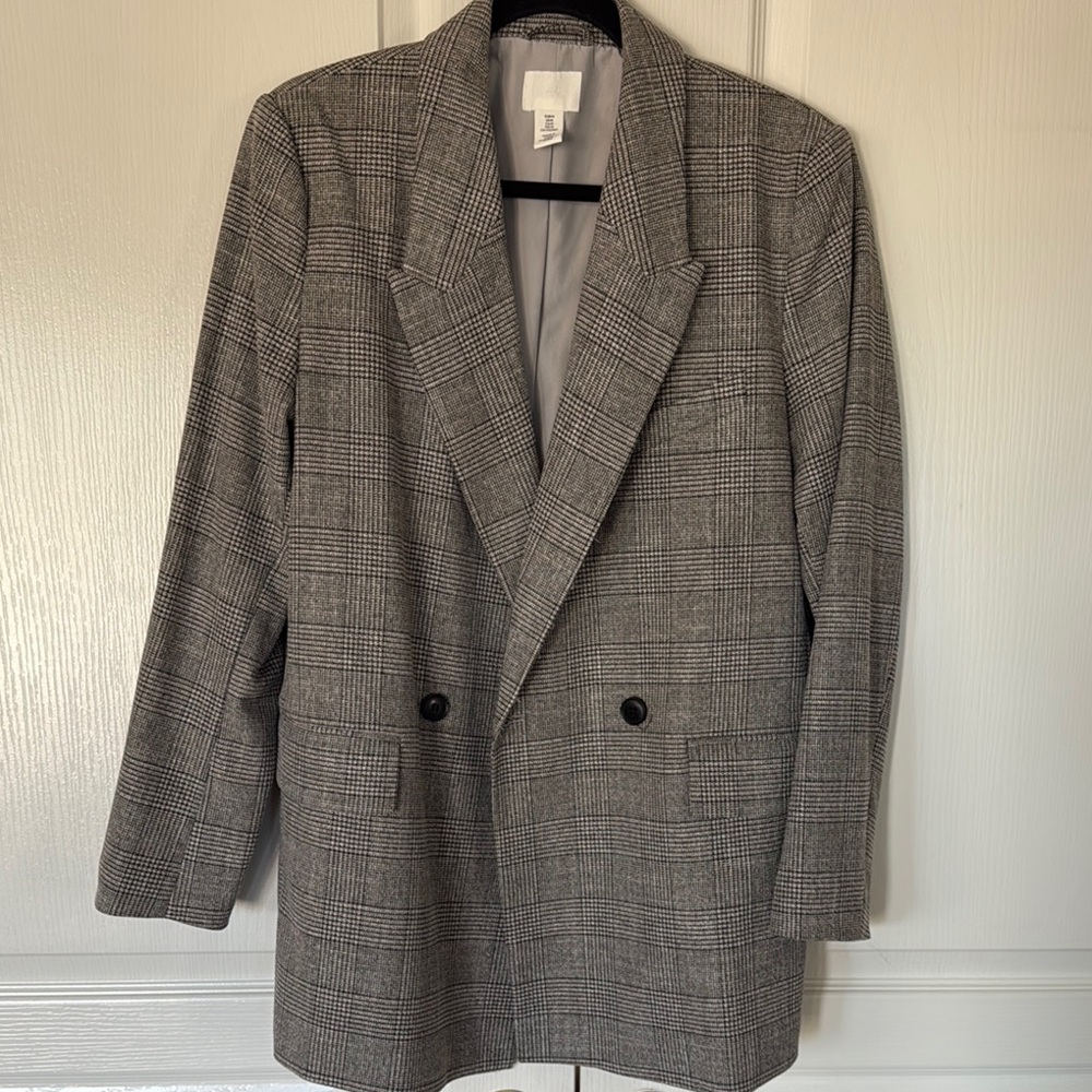 Classic Gray Checkered Men's Blazer
